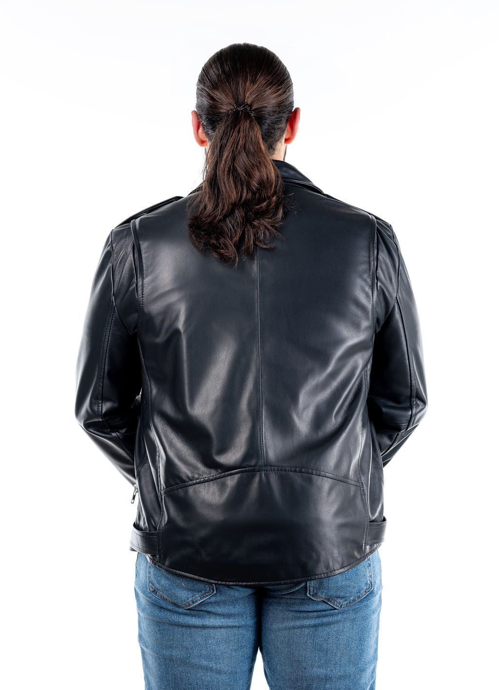 Men's Ramoneska Lambskin Leather Moto Jacket in Black