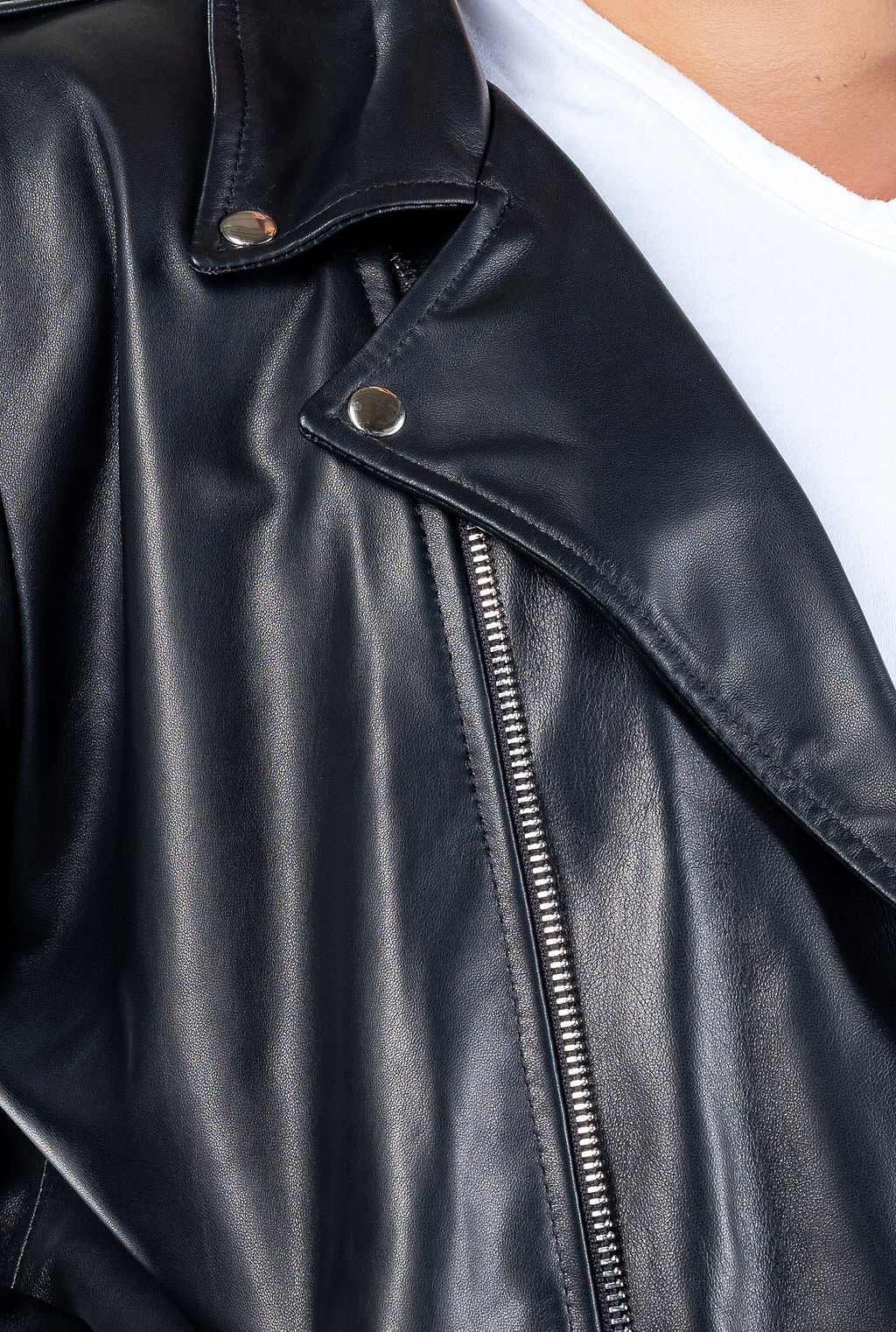 Men's Ramoneska Lambskin Leather Moto Jacket in Black