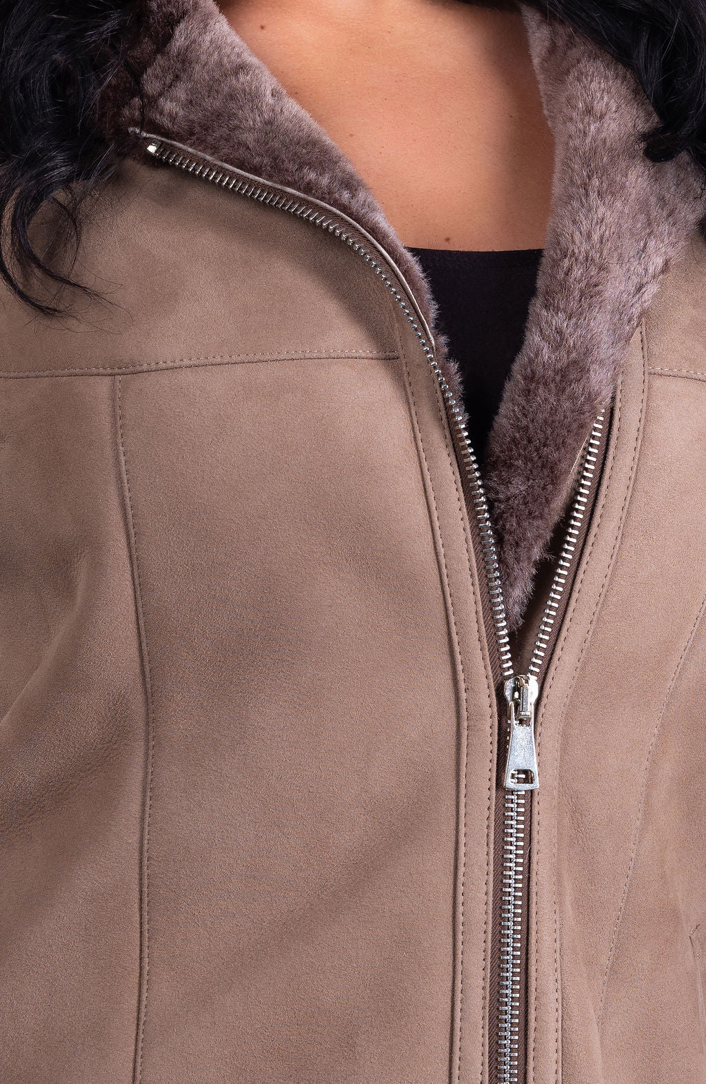 Sara Hooded Sheepskin Coat in Light Brown