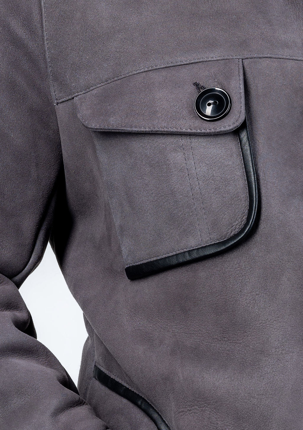 Adrian Sheepskin Military Coat in Grey