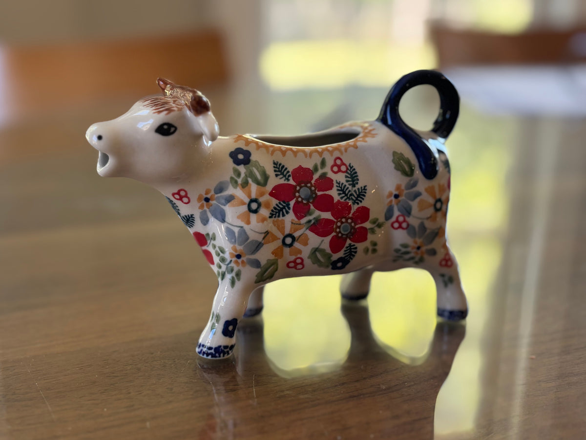 Red Posies Cow Creamer