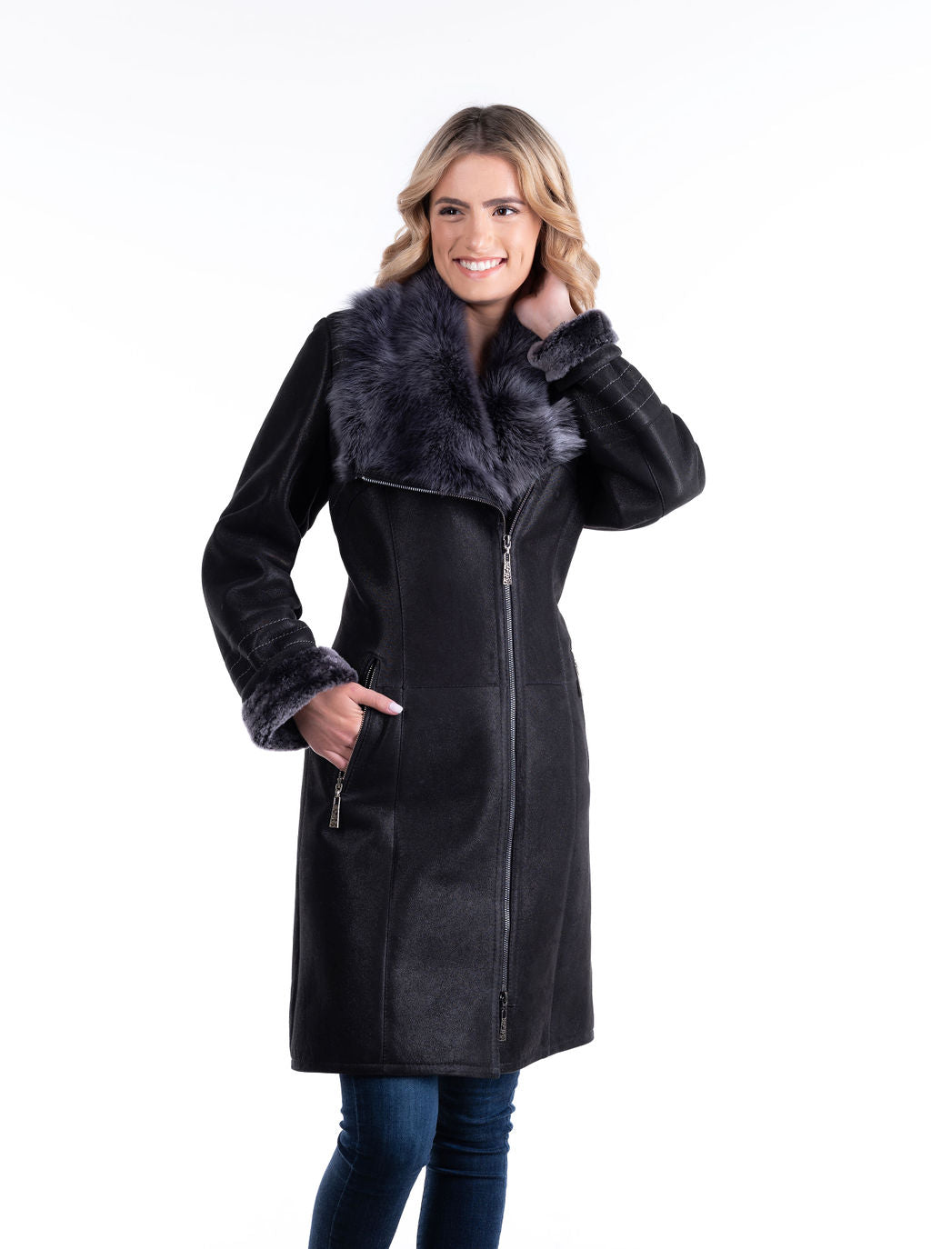 Wiki Sheepskin Coat, Black