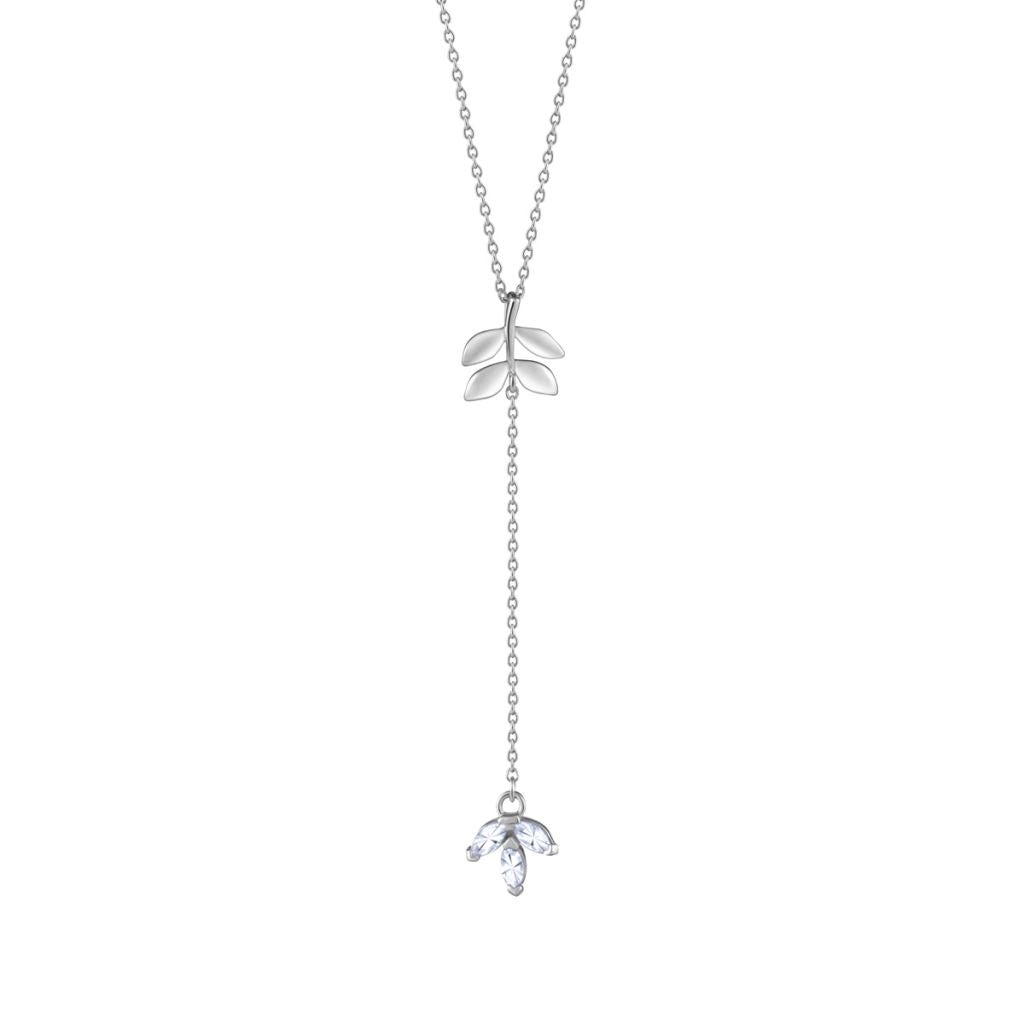 Silver Tulip Lariat Necklace