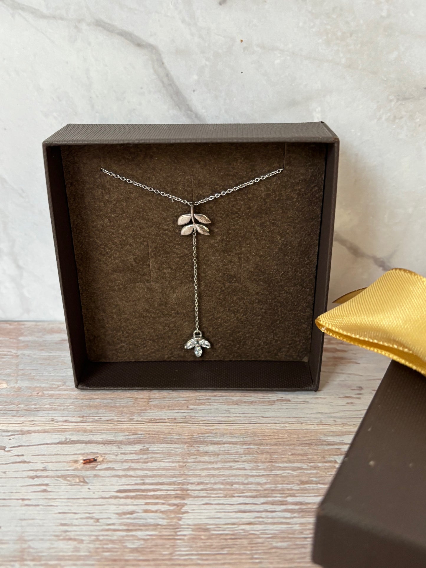 Silver Tulip Lariat Necklace