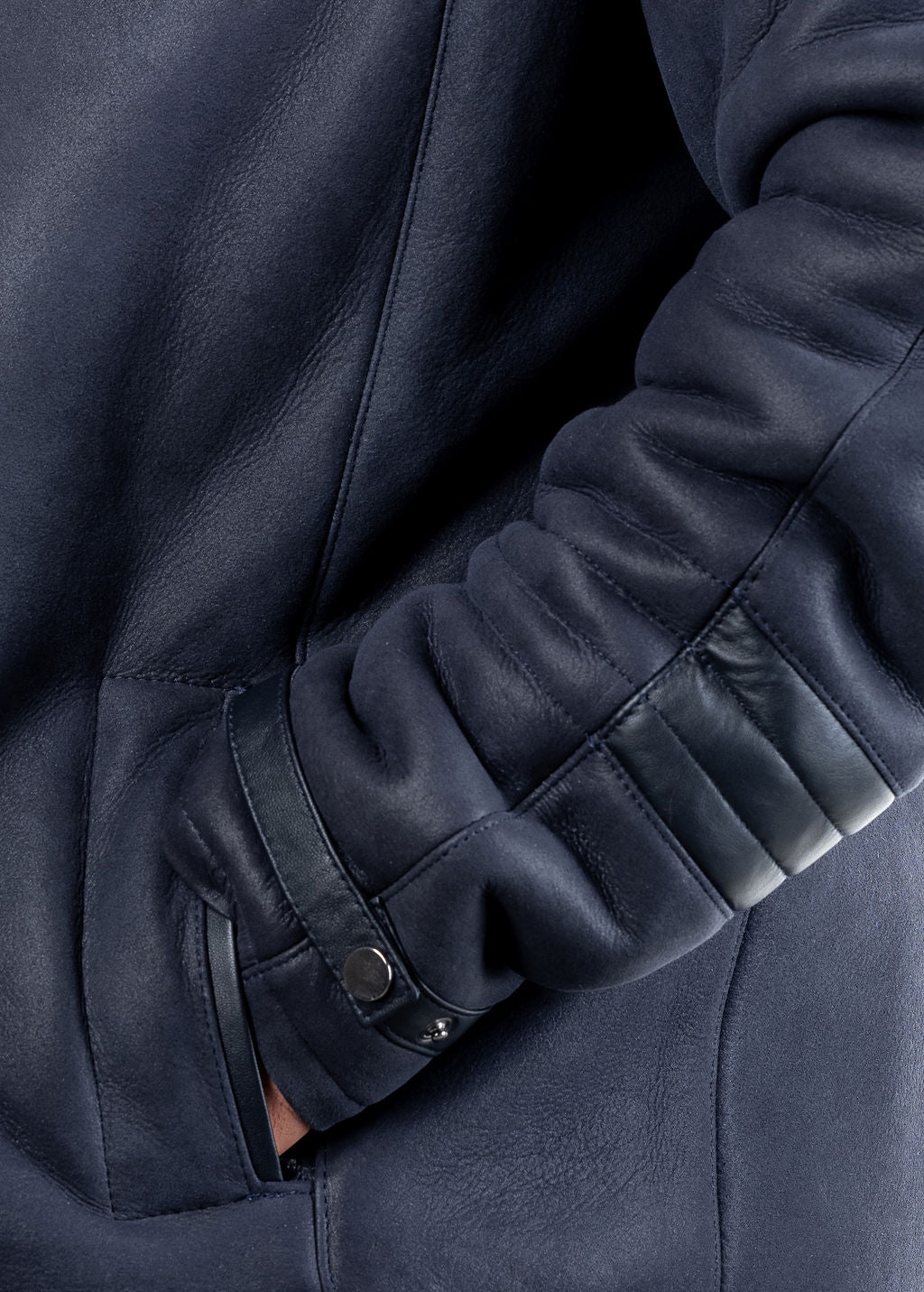 Leon Sheepskin Bomber Jacket in Navy
