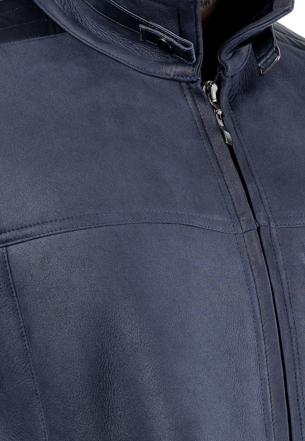 Leon Sheepskin Bomber Jacket in Navy