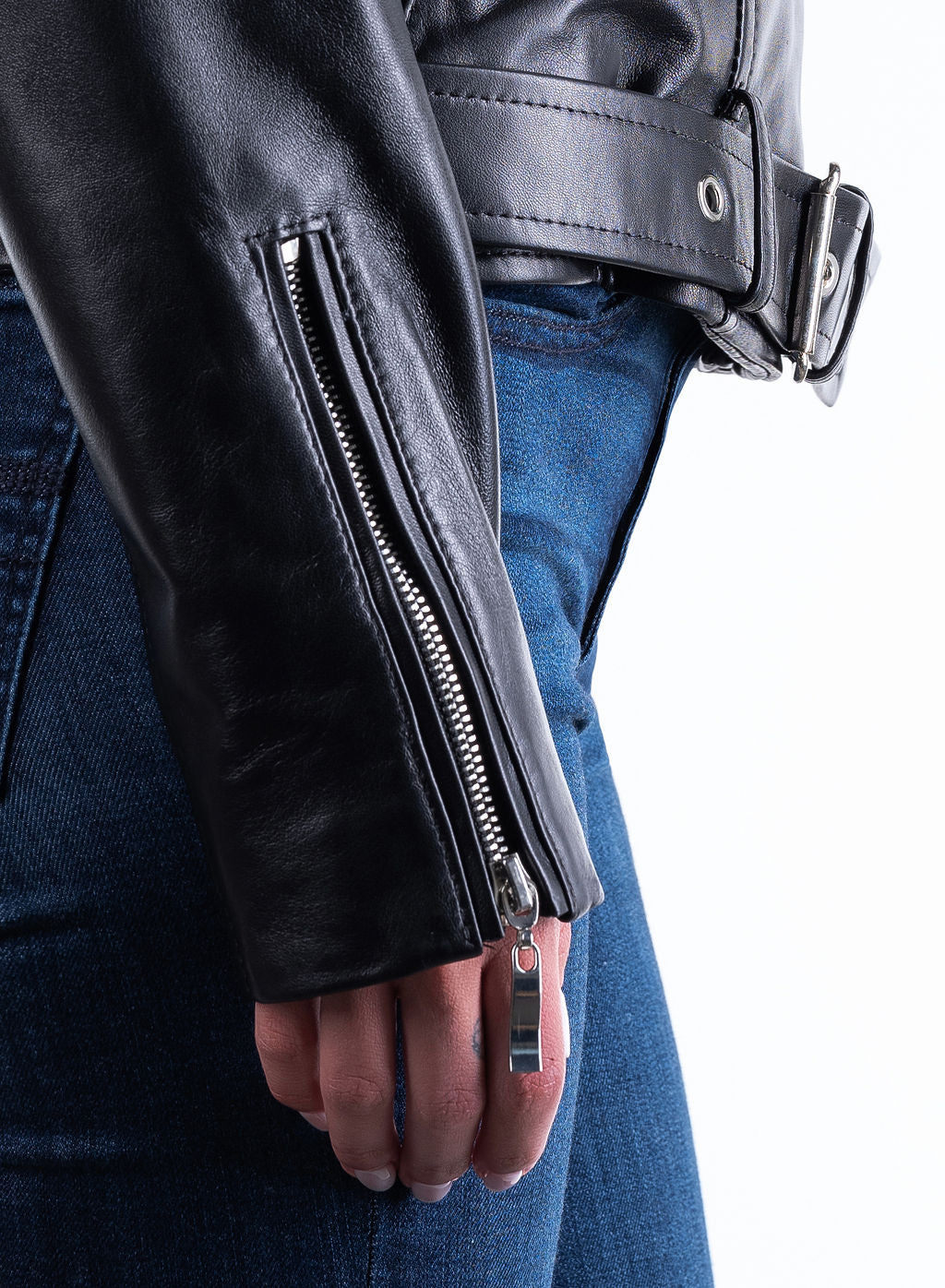 Ramoneska Lambskin Leather Moto Jacket in Black